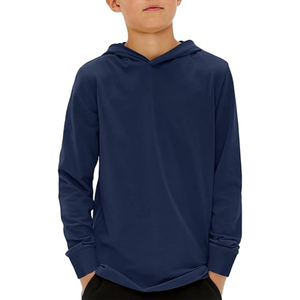 Sweat-shirt à capuche unisexe bleu marine, coupe classique, tricoté, couleur unie, décontracté, manches longues, pour l'automne - Product Image 1
