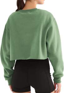 Women's Cropped Fleece Hoodie Wholesale Custom Print Logo Long <b>Sleeves</b> Letter Print Loose Women Women's <b>Sweatshirt</b> - Product Image 3