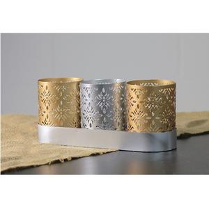 Ensemble de support votif de photophore en métal de fer de conception de fantaisie avec le plateau ovale multicolore pour le support votif de décor de Table de maison et de mariage - Product Image 6