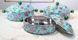 Chauffe-plat de luxe rond avec motif gravé en métal Hot Pot et casserole en acier inoxydable en métal - Product Image 3