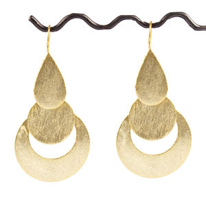 Pendientes colgantes de estilo hip hop, joyería de diseño a la moda, con acabado cepillado liso, martillado, chapado en oro de 24k - Product Image 1