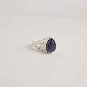 Sodalite Oval Cut Heart Ring Sterling Silver IGI Certified Blue Gemstone Handmade Elegant Jewelry Gift for Women - Product Image 2