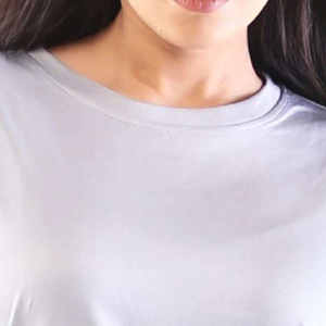 Camiseta de Manga Corta con Cuello Redondo de Algodón y Elastano de Alta Calidad para Mujer, Suave, Elástica, Ajustada, Informal, con Logotipo Personalizado - Product Image 3