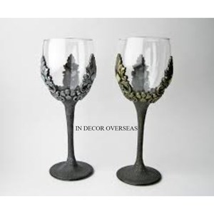 Silver Shiny Polished Heavy Duty Metal Hand Holding Designer Black Color Glass <b>Goblets</b> Red Wine And Beer Drinkware Accessories - Product Image 3