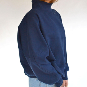 Conjunto de Sudadera con Capucha y Cuello Alto de Felpa, Estilo Casual y Holgado, Ecológico, con Personalización Frontal y Marca Propia para Mujer - Product Image 3