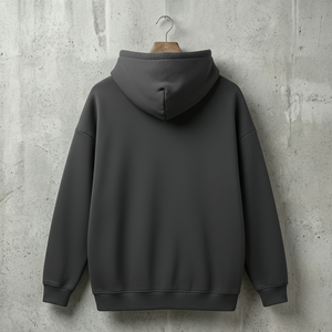 Sweat à capuche gris anthracite de haute qualité pour homme, coupe classique, logo personnalisé, broderie minimaliste cyberpunk, grande taille, hip-hop, 100% coton - Product Image 2