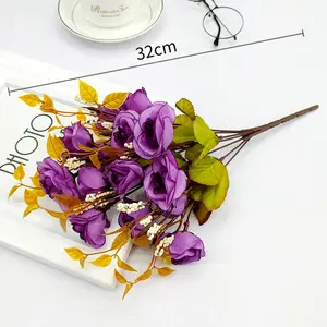 7-Zweig künstliche europäische Seiden blume 14-Kopf persische Rose Neujahr Hochzeits dekoration Haushalts simulation Blume