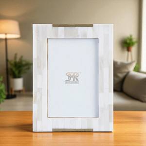 Table rotative minimaliste moderne en verre flexible avec incrustations d'os blancs, faite à la main, personnalisable, pour salon ou chambre à coucher - Product Image 2