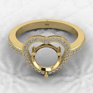 Meilleure vente 925 argent Sterling 8mm coeur Design Semi Mount Prong Setting Ring Ladies Love Symbol Jewelry Findings & Components - Product Image 5