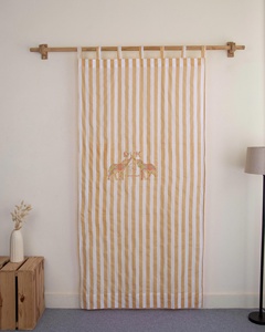 Juego de 2 Cortinas de Algodón con Rayas Amarillas para Sala de Estar y Dormitorio, Cortinas Transparentes - Product Image 3