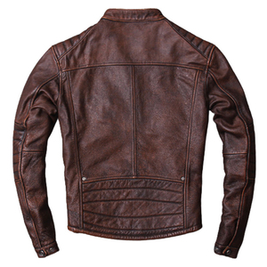 Meilleure vente de veste Letterman en cuir véritable noir enduit sur mesure avec col montant et logo avant pour le service OEM pour hommes - Product Image 2