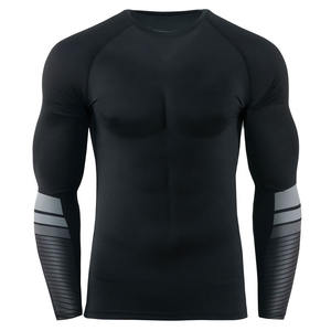 Camiseta de Compresión para Hombre, Color Negro Sólido, Manga Larga, para Levantamiento de Pesas, Gimnasio, Fitness, Absorbe la Humedad, Suave - Product Image 1