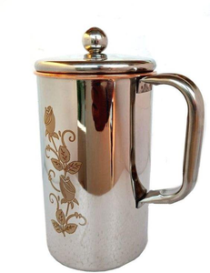 Pichet à eau avec poignée Forme et taille personnalisées Pichet à eau en cuivre pur avec couvercle à prix compétitif par saniya artisanat - Product Image 2