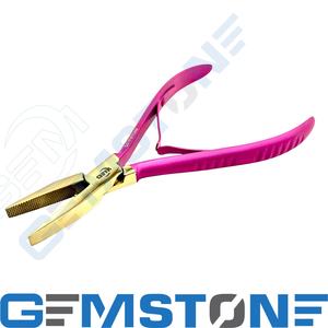 ที่หนีบต่อผมสแตนเลสขนาด 7 นิ้ว สีทองและชมพู ทนทาน ใช้ซ้ำได้ พร้อมแผ่นปิดผนึกแบบเรียบ สำหรับต่อผมแบบเทป  รับทำโลโก้ตามสั่ง - Product Image 5