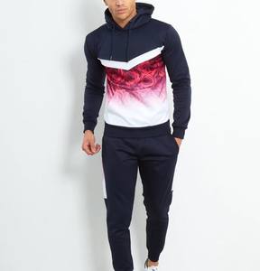 High Quality <b>Men</b> Training Fitness Sports Suit Track Suits Custom Trousers Set Pullover Hoodie With Kangaroo Pocket Block Colour - Product Image 1