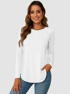 Camiseta lisa de manga corta con cuello redondo para mujer, camiseta de manga corta transpirable de alta calidad para mujer, Camiseta de algodón 100%, camisetas informales - Product Image 6