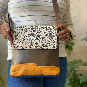 Nouveau véritable fait à la main en cuir recyclé couleur trapue sac à main cheveux sur imprimé Animal sac à main femmes élégant Multi couleur sacs à bandoulière - Product Image 2
