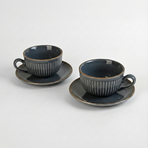Ensemble de 2 tasses à thé en porcelaine fine, design minimaliste européen, logo personnalisable, avec soucoupes émaillées - Product Image 3