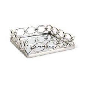Modern Creative Art Designer Rectangle Shape Metal And <b>Mirror</b> <b>Tray</b> For Serving Food Items Table Centerpiece Supply In Low Price - Product Image 5