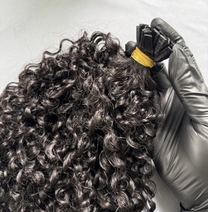 Extensions de cheveux Pixie Curl à pointe plate, cheveux vietnamiens bruts, couleur naturelle, double épaisseur, cheveux humains Remy, pointes en kératine - Product Image 1