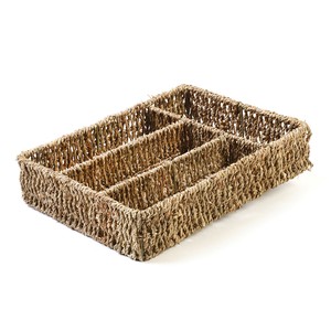 Handcrafted seagrass tray for flatware storage sea grass <b>utensil</b> caddy cutlery compartment trays - Product Image 3