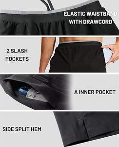 กางเกงขาสั้นออกกำลังกายผู้ชาย น้ำหนักเบา ระบายอากาศได้ดี แห้งเร็ว เอวยางยืด มีเชือกผูก ซับในตาข่าย ลายเรียบ - Product Image 2