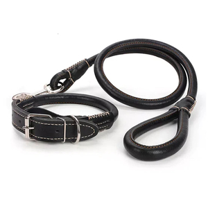 High Quality Handmade Leather Dog Leash Collar Set XS XL Sizes Quick Release Rolled Leather Collar Soft Padded <b>Feather</b> Polybag - Product Image 1