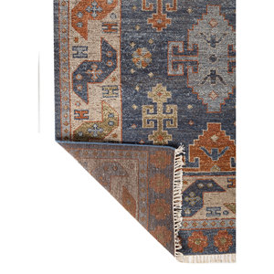 Tapis en laine noué à la main Erbe Blue, géométrique, 9x12, rectangulaire, pour salon, décoration de la maison et de la voiture, RGS-1511 - Product Image 5