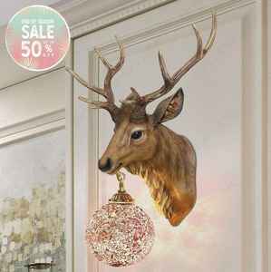 مصباح جداري على شكل غزال بتصميم أوروبي إبداعي |   تصميم قرون الغزلان لغرفة النوم بجانب السرير |   تصميم أوروبي إبداعي على شكل قرون الغزلان - Product Image 1