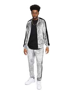 Tendance actuelle : Combinaisons en velours pour hommes avec fermeture éclair et bande latérale, coupe ajustée, 2 pièces, fermeture éclair sur le devant, velours rayé, ensembles de survêtement - Product Image 4