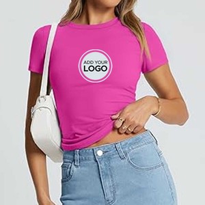 Camisas de manga corta para mujer Cuello redondo Suelto Casual Verano Camisetas básicas Tops - Product Image 4