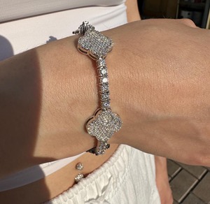 RB Gems Custom 925 Sterling Silver VVS Moissanite Fine Charm Bracelet Hip Hop Style Iced Cuban Link Chain Cross Branded Jewelry - Product Image 3