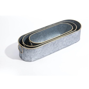 เครื่องปลูกต้นไม้เหล็กชุบสังกะสีทรงรีสำหรับบ้านสวนกลางแจ้งงานประดิษฐ์ทำมือสไตล์ใหม่ - Product Image 5