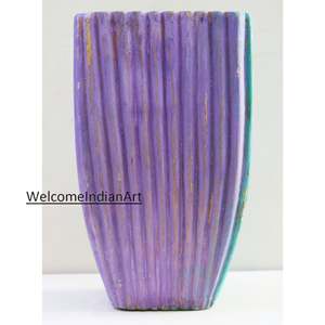 Rustic Vintage Hand Carved <b>Wood</b> <b>Vase</b> Floral Design <b>Bamboo</b> Material for Modern & Antique for Living Room Garden Gift - Product Image 4