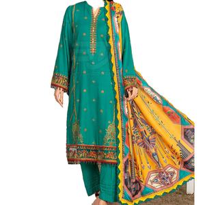 Ensemble de 3 pièces semi-cousu pour femmes, shalwar kameez dupatta prêt à porter, shalwar kameez dupatta pour femmes - Product Image 1