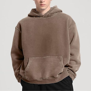 Pull en coton tricoté de haute qualité 300gsm sweat à capuche surdimensionné logo personnalisé unisexe noir poids lourd pour hommes - Product Image 2