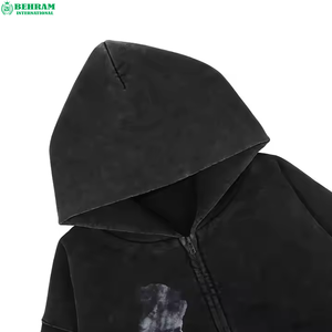 Sweat à capuche zippé en molleton polaire de coton vierge, séchage rapide, respirant, épais, essentiel pour l'hiver, non tissé - Product Image 4