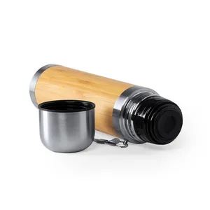 Thermos Atella personnalisés en acier inoxydable, gadgets en bambou et en acier - Product Image 3