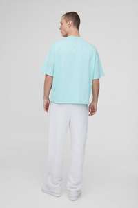 เสื้อยืดผ้าฝ้ายสำหรับผู้ชายเสื้อครอปขนาดพิเศษทรงหลวมทรงหลวมขนาดใหญ่พิเศษโลโก้ตามสั่ง - Product Image 2