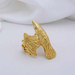 Anillos de latón retro chapado en oro de 18 quilates al por mayor, joyería de moda de compromiso para hombres y mujeres con estilo de diseñador Águila - Product Image 6