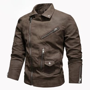 Veste en cuir varsity pour homme, col montant, à capuche, coupe-vent, décontractée, en cuir synthétique véritable - Product Image 1