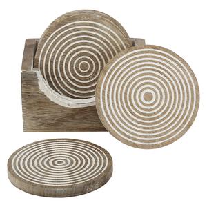 Flower Shaped Dark Brown Color Hot Selling Wooden <b>Table</b> Decor Tea Coasters Set of 4 With Sizes 15.5cm X 15.5cm X 1.5cm - Product Image 3