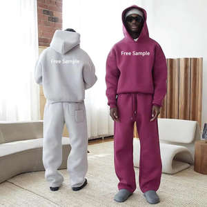 Ensemble sweat-shirt et pantalon de survêtement unisexe en molleton épais de coton, style urbain hivernal, personnalisable pour fabricants OEM - Product Image 1