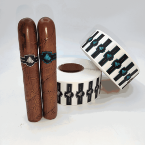 맞춤형 시가 스트랩 링 라벨 금박 엠보싱 UV 엠보싱 시가 라벨 인쇄 스트랩 라벨 스티커 - Product Image 1