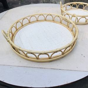 Plateaux de service en rotin écologiques faits à la main Table basse recyclable Ottoman avec motif décoratif Service de nourriture et décoration intérieure - Product Image 5