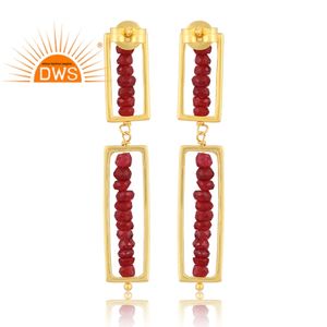 Pendientes colgantes de cuentas de rubí Natural chapados en oro de 18 quilates de plata de ley más vendidos, joyería fina Demi para mujer, regalo para ella - Product Image 4
