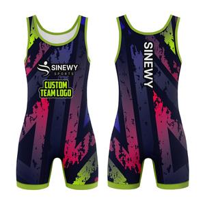 Combinaison de lutte pour homme durable, extensible, à séchage rapide, impression par sublimation numérique, 100% polyester, tissu 280g - Product Image 1