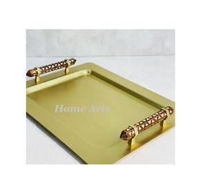 Plateau de service alimentaire en acier inoxydable de conception la plus récente, taille personnalisée, couleur or, plateau de service pour desserts et dattes par Home Arts - Product Image 5