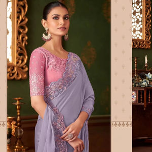 Hermoso diseñador de seda suave pura bordado de lujo secuencia trabajo estilo tradicional boda alta calidad ropa de fiesta de mujer - Product Image 1