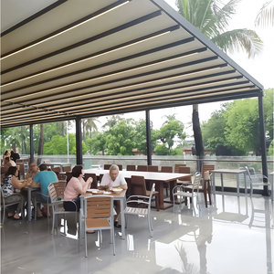 <span class=keywords><strong>Pérgola</strong></span> Bioclimática de Aluminio para Exteriores de 4x6m, 6x7, 10 Metros Cuadrados, Terraza <span class=keywords><strong>con</strong></span> Persianas y Puerta Corredera de Vidrio - Product Image 2